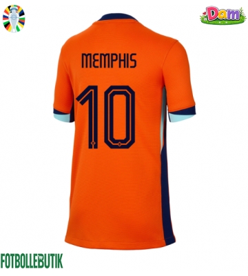 Nederländerna Memphis Depay #10 Hemmatröja Kvinnor EM 2024 Kortärmad